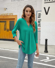 Elegant V-Neck Women's Top for Casual and Semi-Formal Wear, Flattering Silhouette, Lightweight Comfort