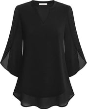 White Layered Blouse for Women, Elegant Summer Top with V-Neck and 3/4 Sleeves, Chic and Flattering Fit for Casual or Formal Wear 1