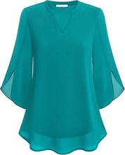 White Layered Blouse for Women, Elegant Summer Top with V-Neck and 3/4 Sleeves, Chic and Flattering Fit for Casual or Formal Wear 2