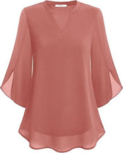 White Layered Blouse for Women, Elegant Summer Top with V-Neck and 3/4 Sleeves, Chic and Flattering Fit for Casual or Formal Wear 3