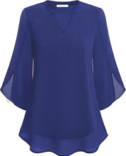 White Layered Blouse for Women, Elegant Summer Top with V-Neck and 3/4 Sleeves, Chic and Flattering Fit for Casual or Formal Wear 4