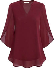 White Layered Blouse for Women, Elegant Summer Top with V-Neck and 3/4 Sleeves, Chic and Flattering Fit for Casual or Formal Wear 6