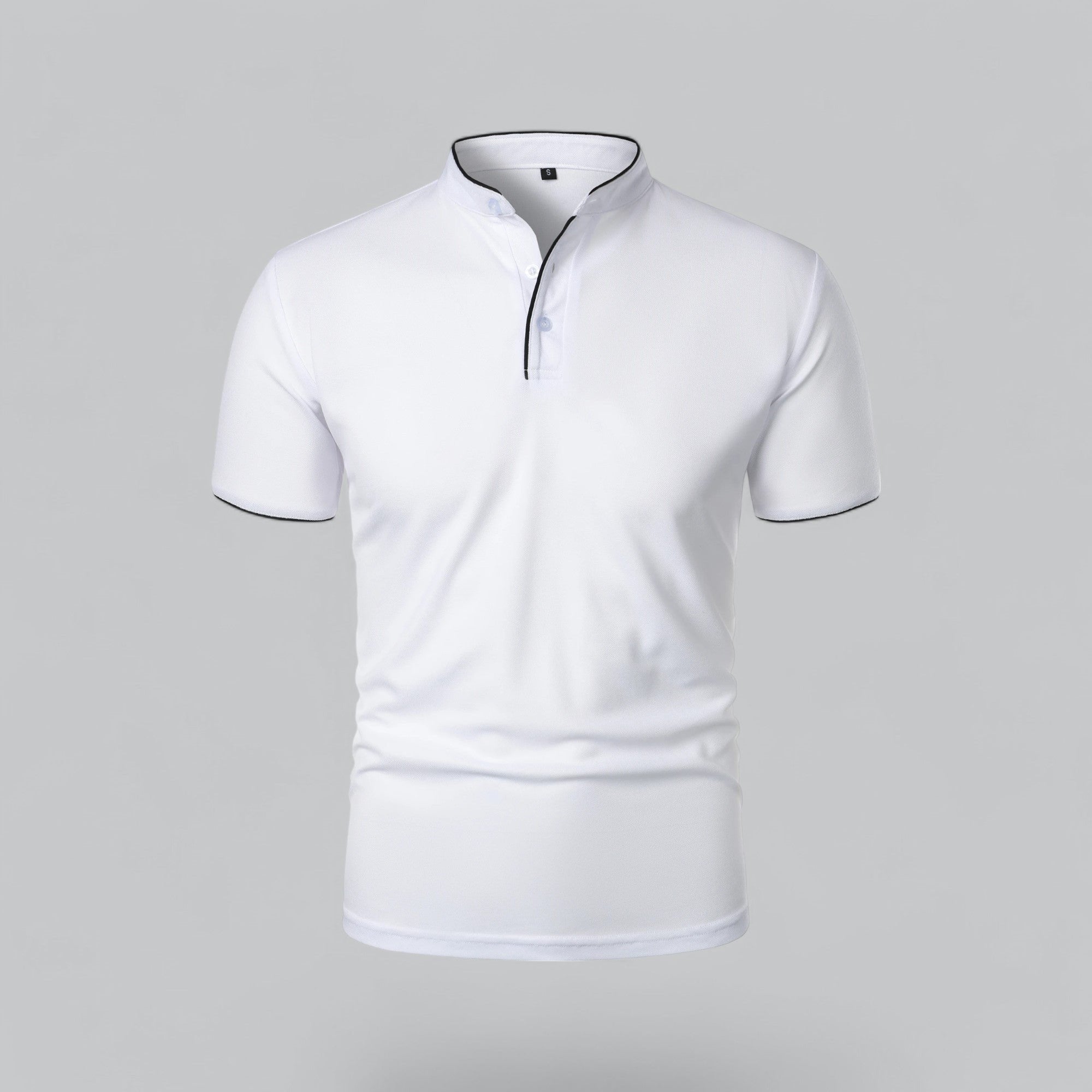 William | Men's Cotton Mandarin Collar Three-Button Polo Shirt 10