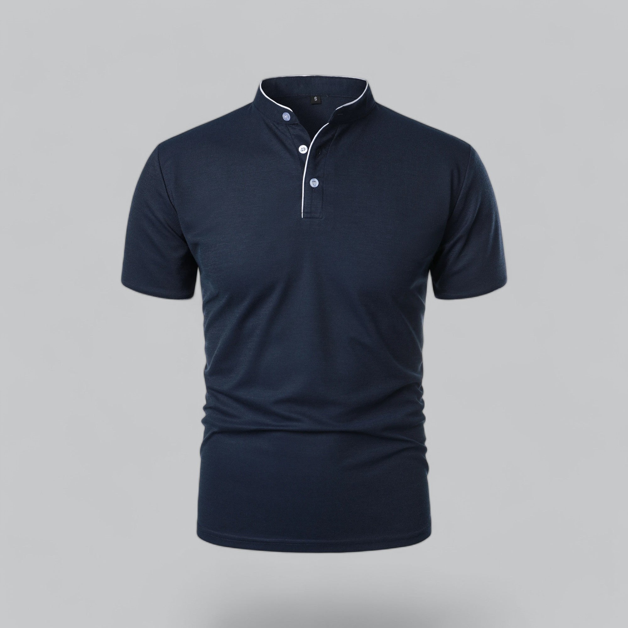 William | Men's Cotton Mandarin Collar Three-Button Polo Shirt 11