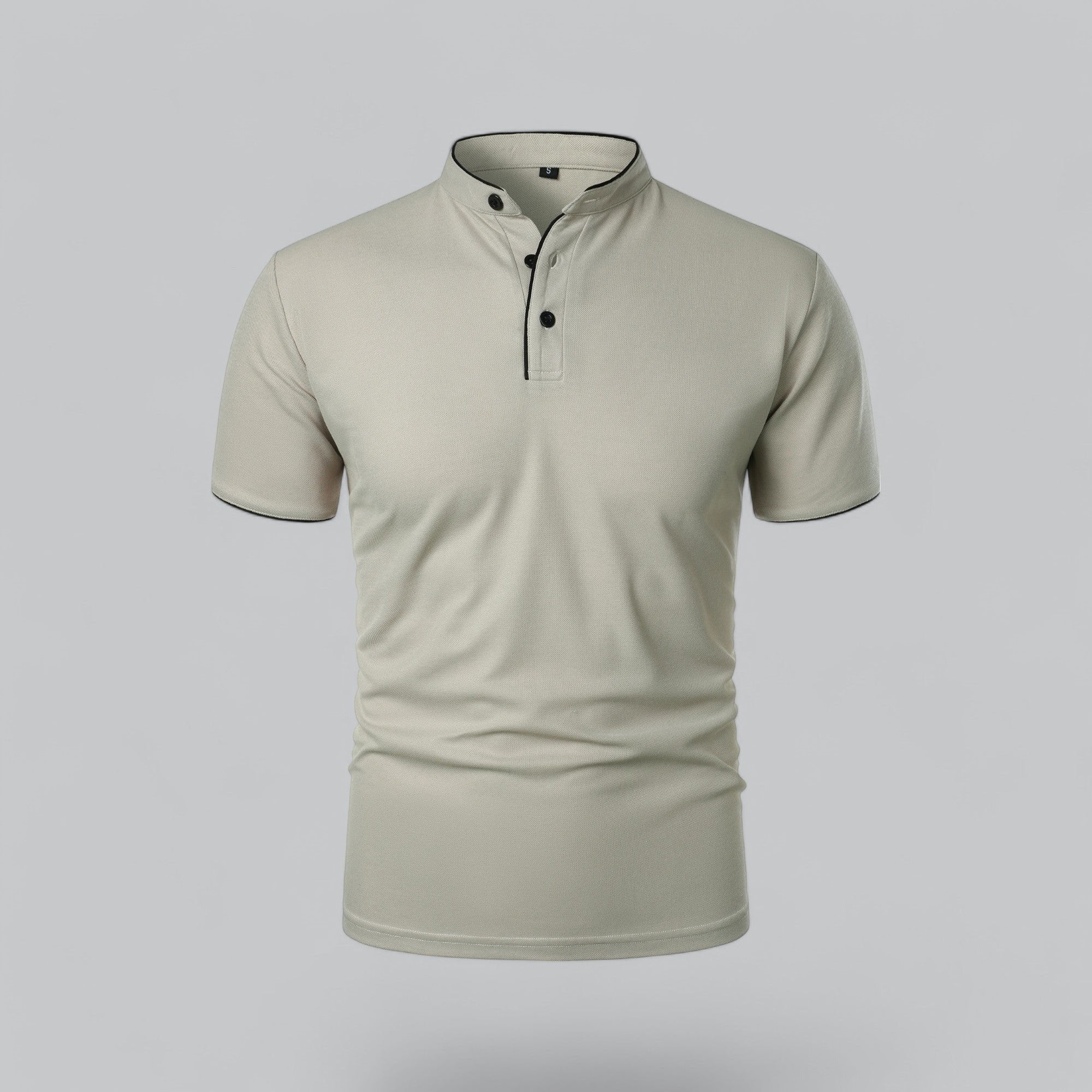 William | Men's Cotton Mandarin Collar Three-Button Polo Shirt 3
