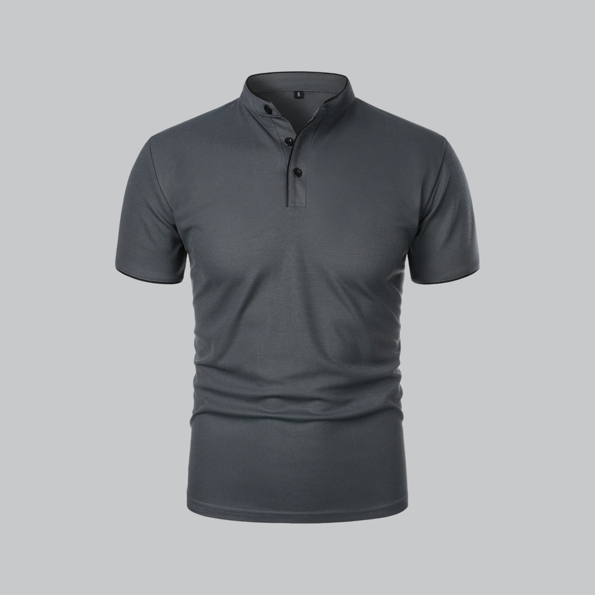 William | Men's Cotton Mandarin Collar Three-Button Polo Shirt 6