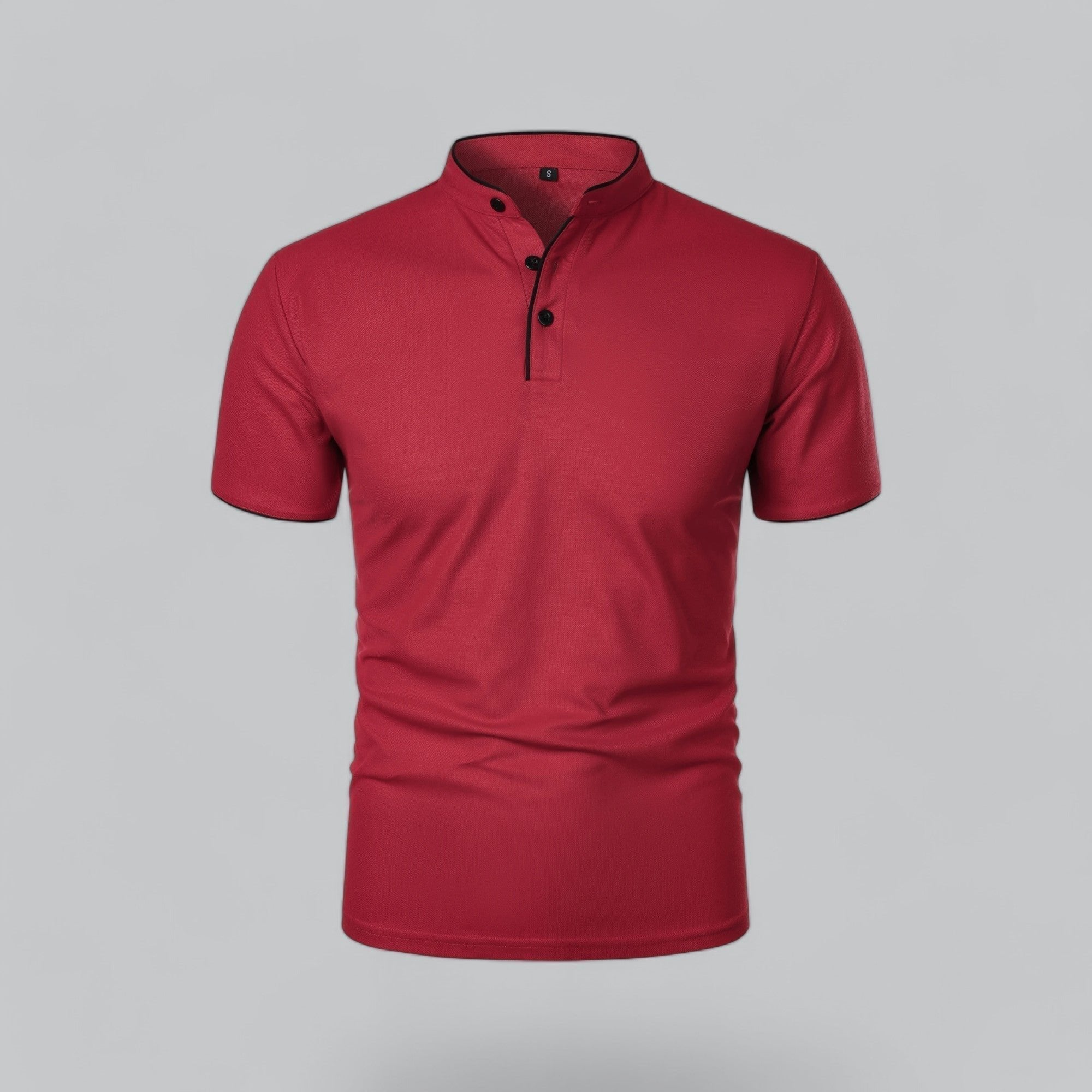 William | Men's Cotton Mandarin Collar Three-Button Polo Shirt 9
