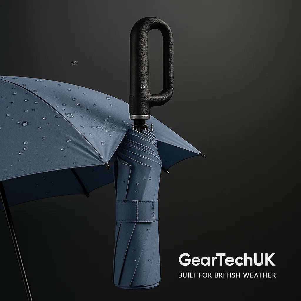 Wind-resistant automatic folding umbrella with large buckle handle - compact and durable 1