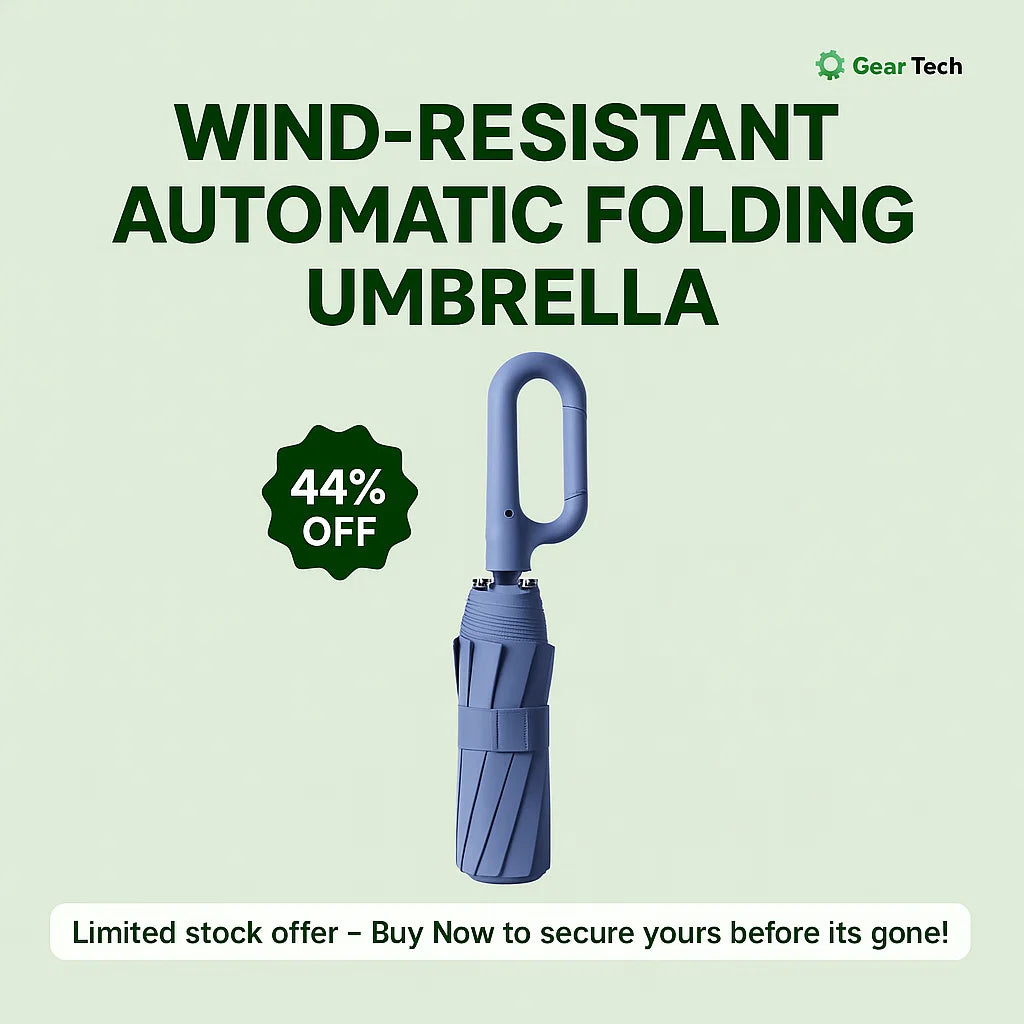Wind-resistant automatic folding umbrella with large buckle handle - compact and durable 5