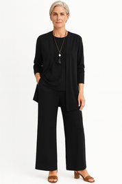 Women's 3-Piece Cardigan Set with Wide Leg Trousers for Versatile Styling 1