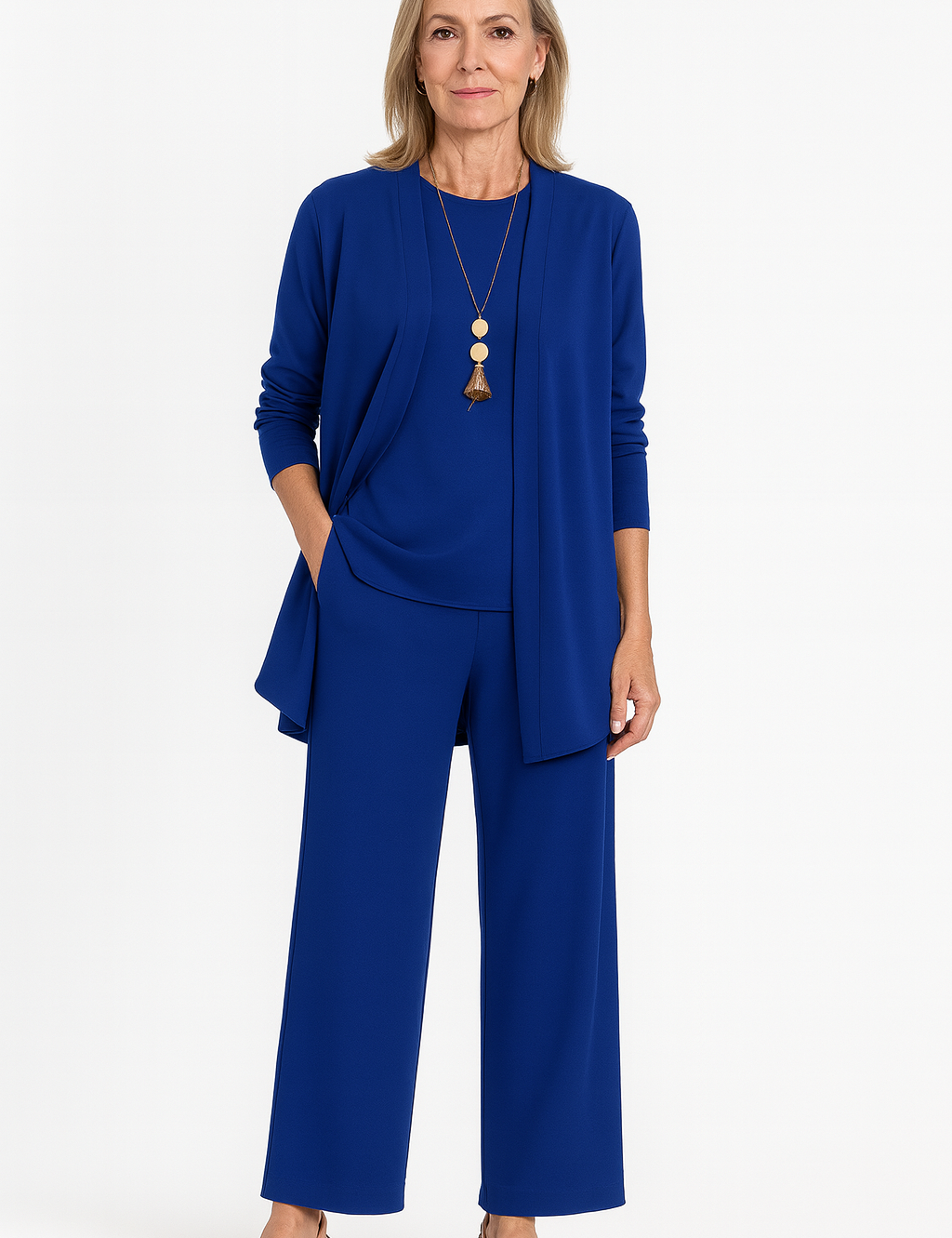 Women's 3-Piece Cardigan Set with Wide Leg Trousers for Versatile Styling 6