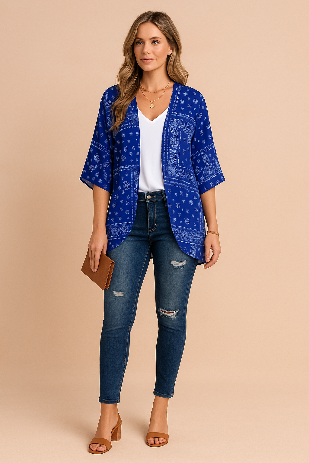 Blue bandana with print