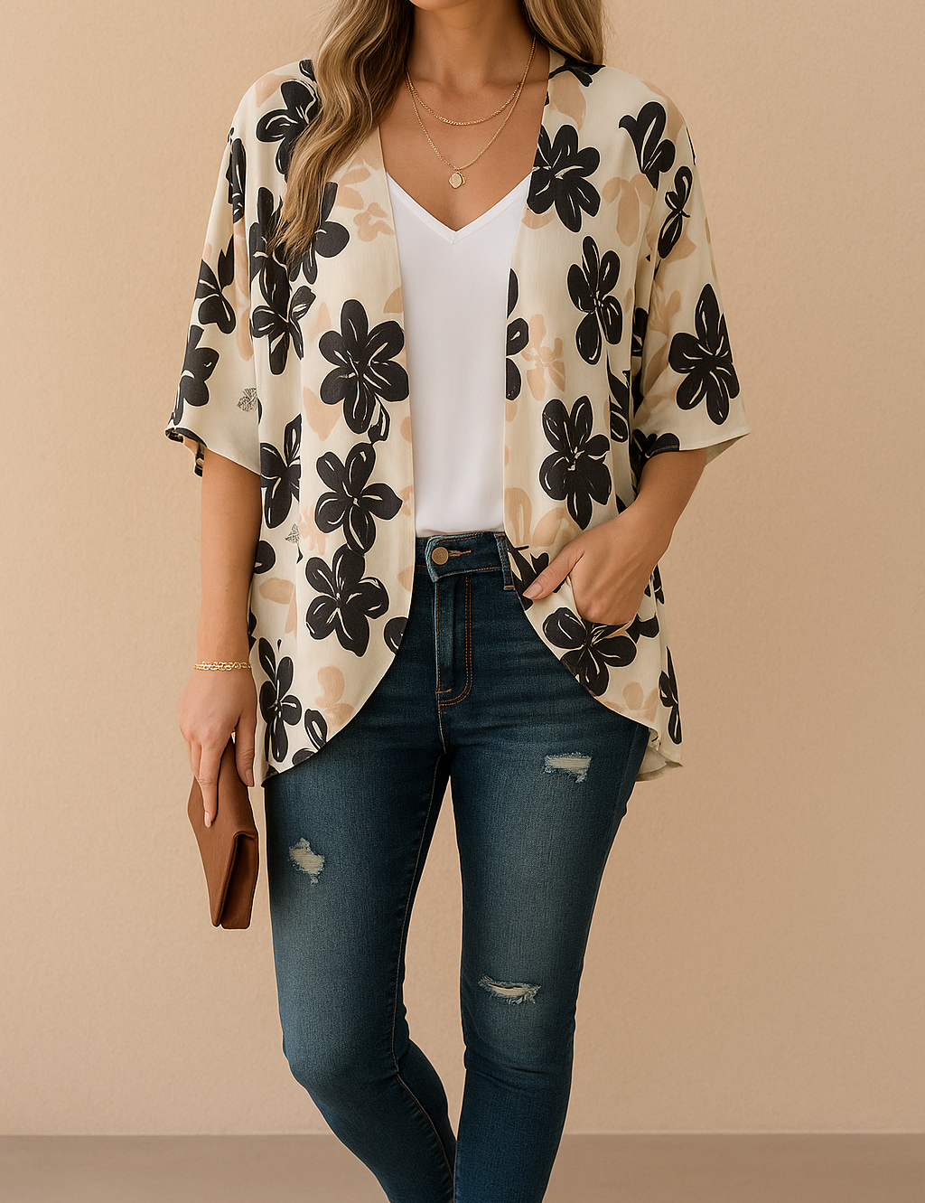 Women's Airy Kimono Lightweight Fabric Stylish Print 2