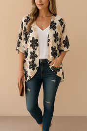 Women's Airy Kimono Lightweight Fabric Stylish Print 2