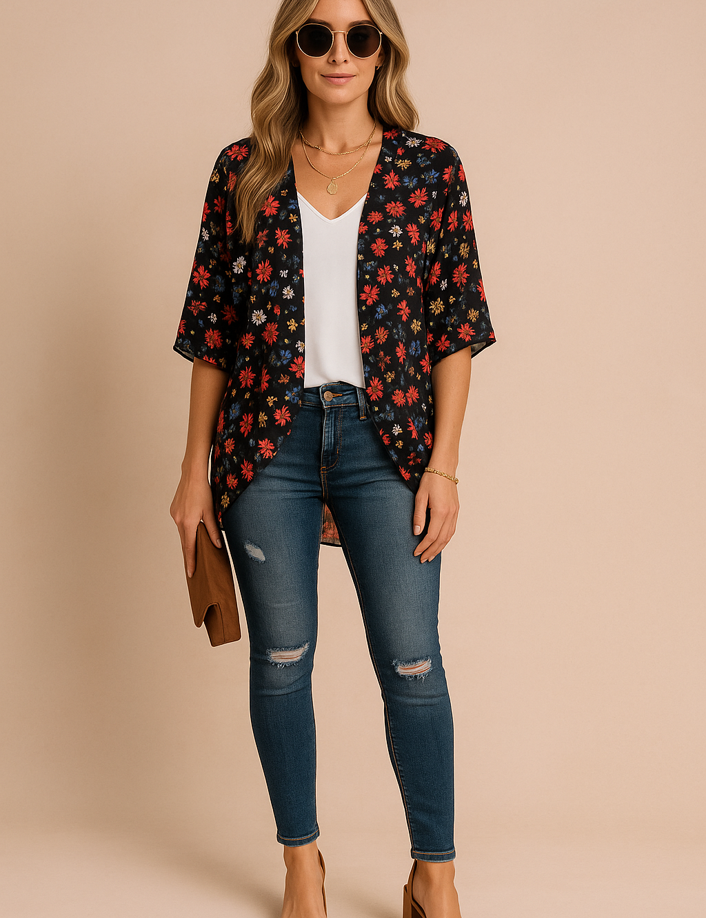 Women's Airy Kimono Lightweight Fabric Stylish Print 3