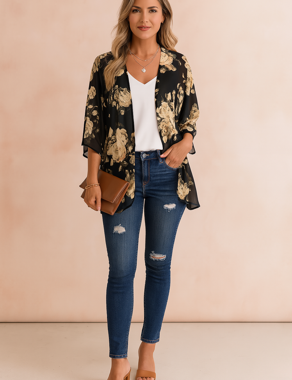 Women's Airy Kimono Lightweight Fabric Stylish Print 4