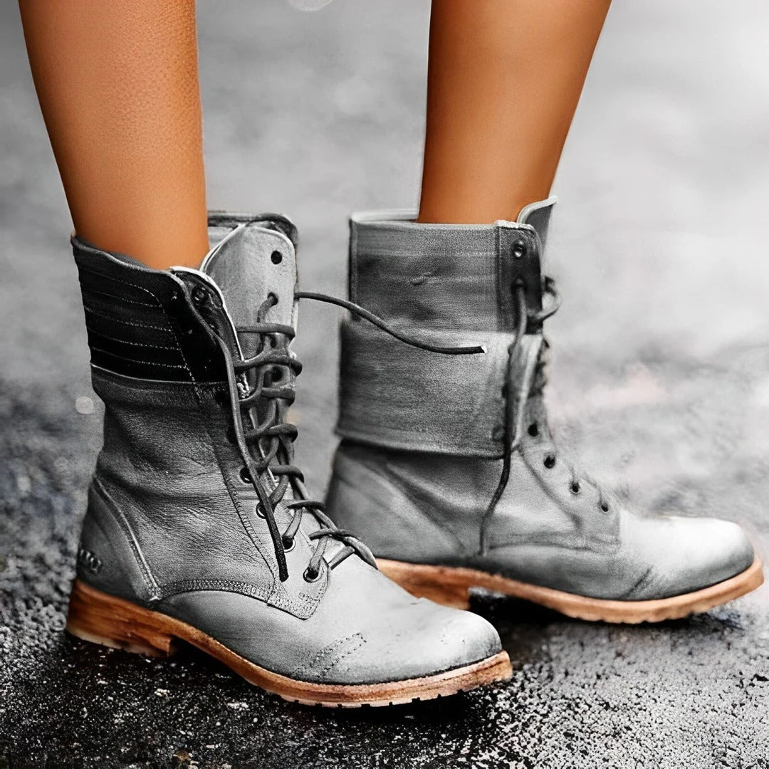 Women's Arch Support Vintage Lace-Up Combat Ankle Boots 1