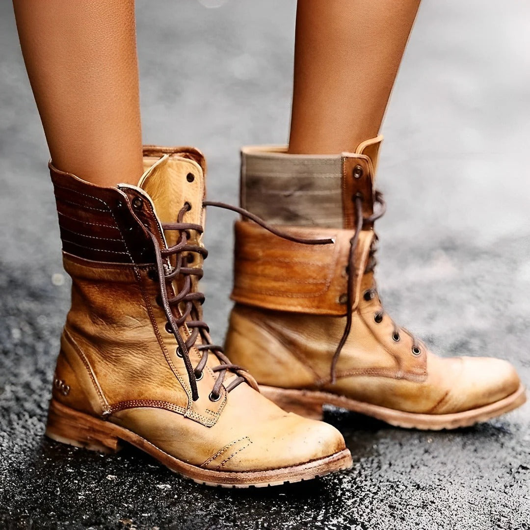 Women's Arch Support Vintage Lace-Up Combat Ankle Boots 2