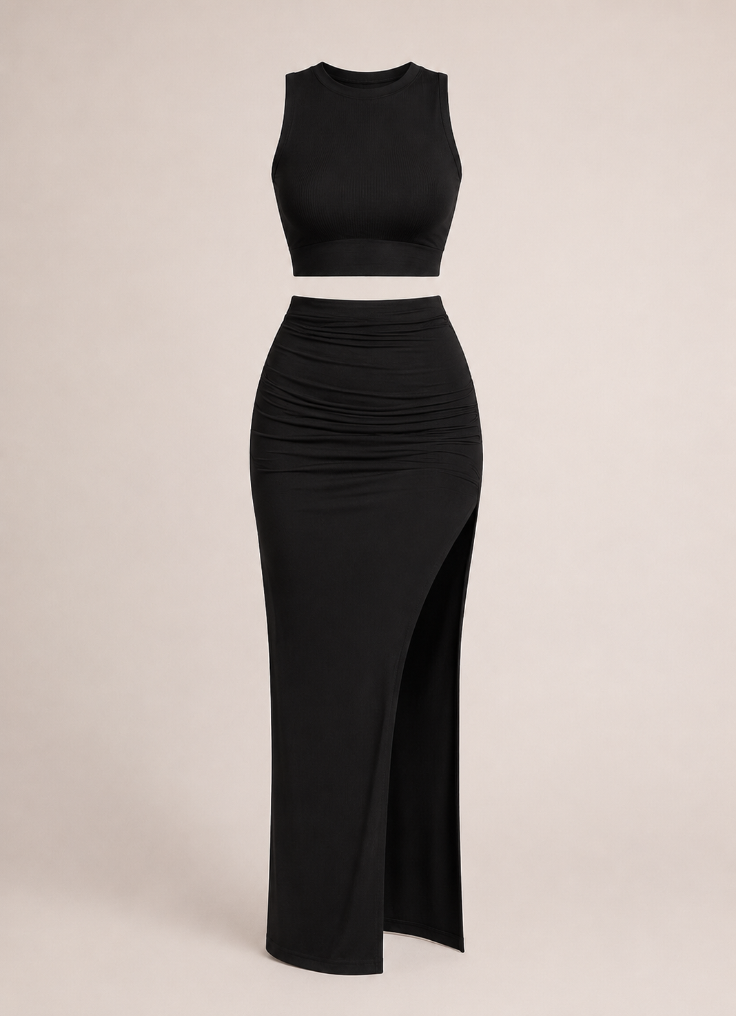 Women’s Asymmetric Crop Top and Midi Skirt Two Piece Set for Summer 1