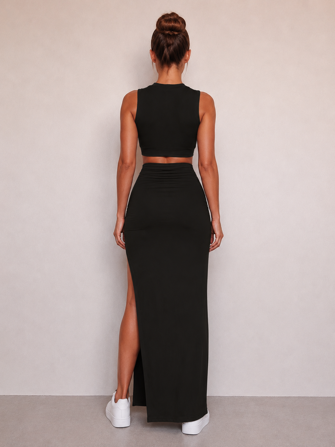 Women’s Asymmetric Crop Top and Midi Skirt Two Piece Set for Summer 5