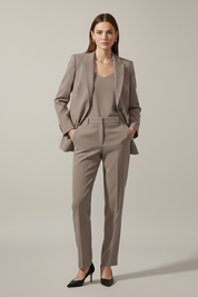 Women’s Blazer and Straight Leg Trousers Set with Notched Lapel for Office and Formal Wear 0
