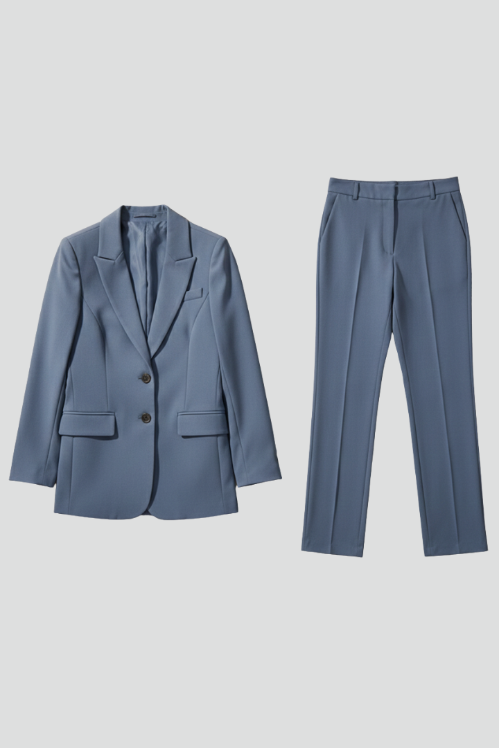 Women’s Blazer and Straight Leg Trousers Set with Notched Lapel for Office and Formal Wear 1