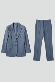 Women’s Blazer and Straight Leg Trousers Set with Notched Lapel for Office and Formal Wear 1