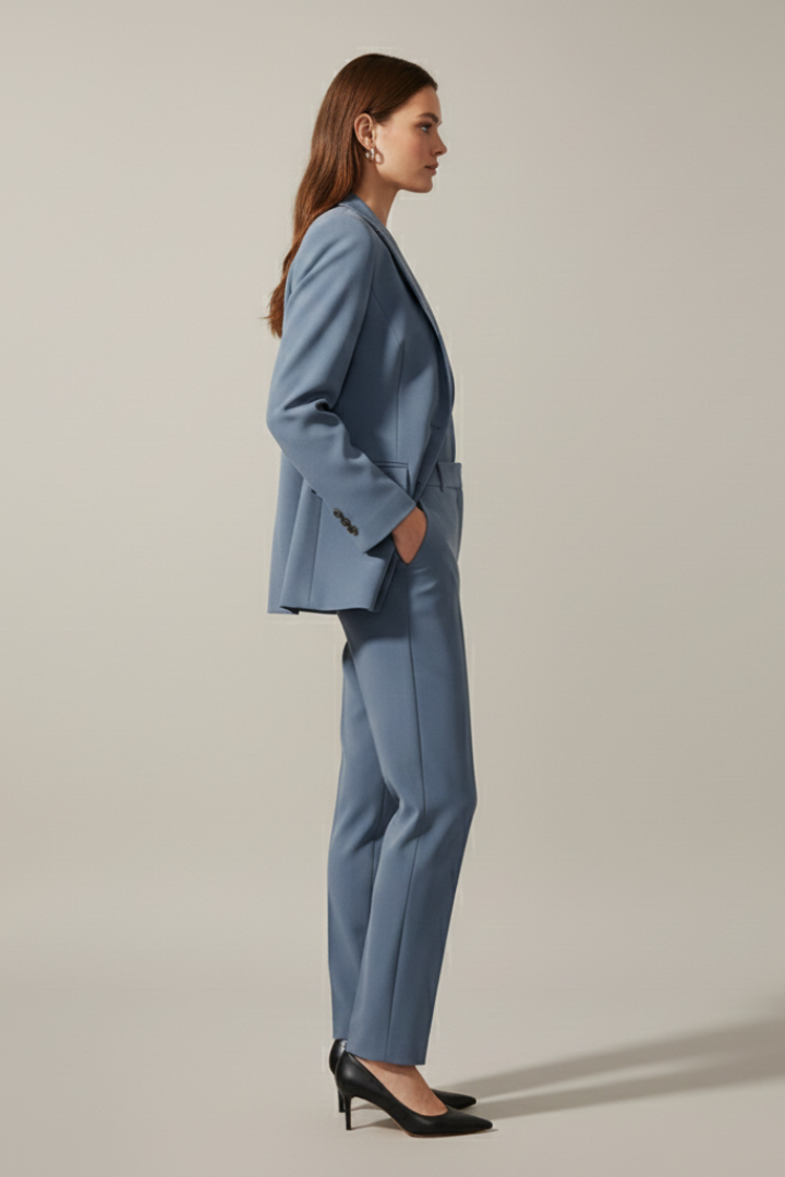 Women’s Blazer and Straight Leg Trousers Set with Notched Lapel for Office and Formal Wear 3