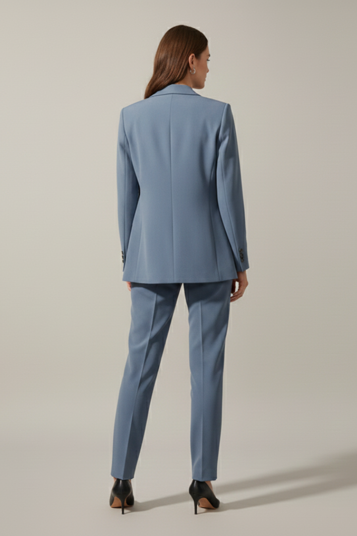 Women’s Blazer and Straight Leg Trousers Set with Notched Lapel for Office and Formal Wear 4