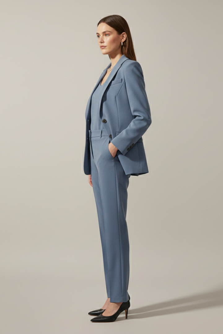 Women’s Blazer and Straight Leg Trousers Set with Notched Lapel for Office and Formal Wear 5