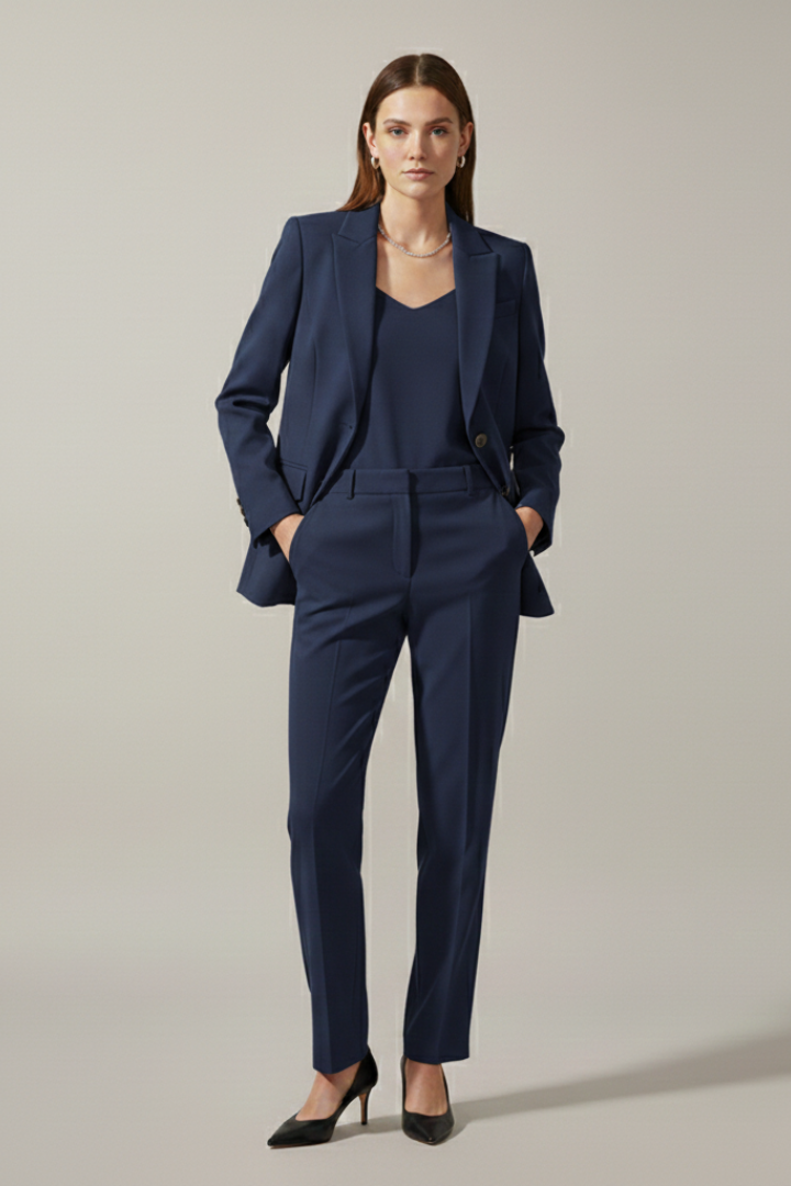 Women’s Blazer and Straight Leg Trousers Set with Notched Lapel for Office and Formal Wear 6