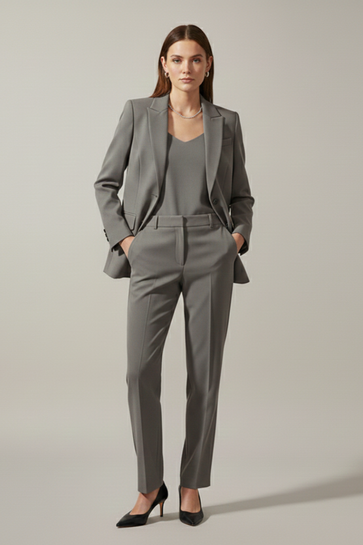 Women’s Blazer and Straight Leg Trousers Set with Notched Lapel for Office and Formal Wear 7