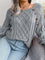 Women's Cable Knit Sweater with Square Neck and Button Detail, Elegant Textured Knit for Casual and Office Wear 0