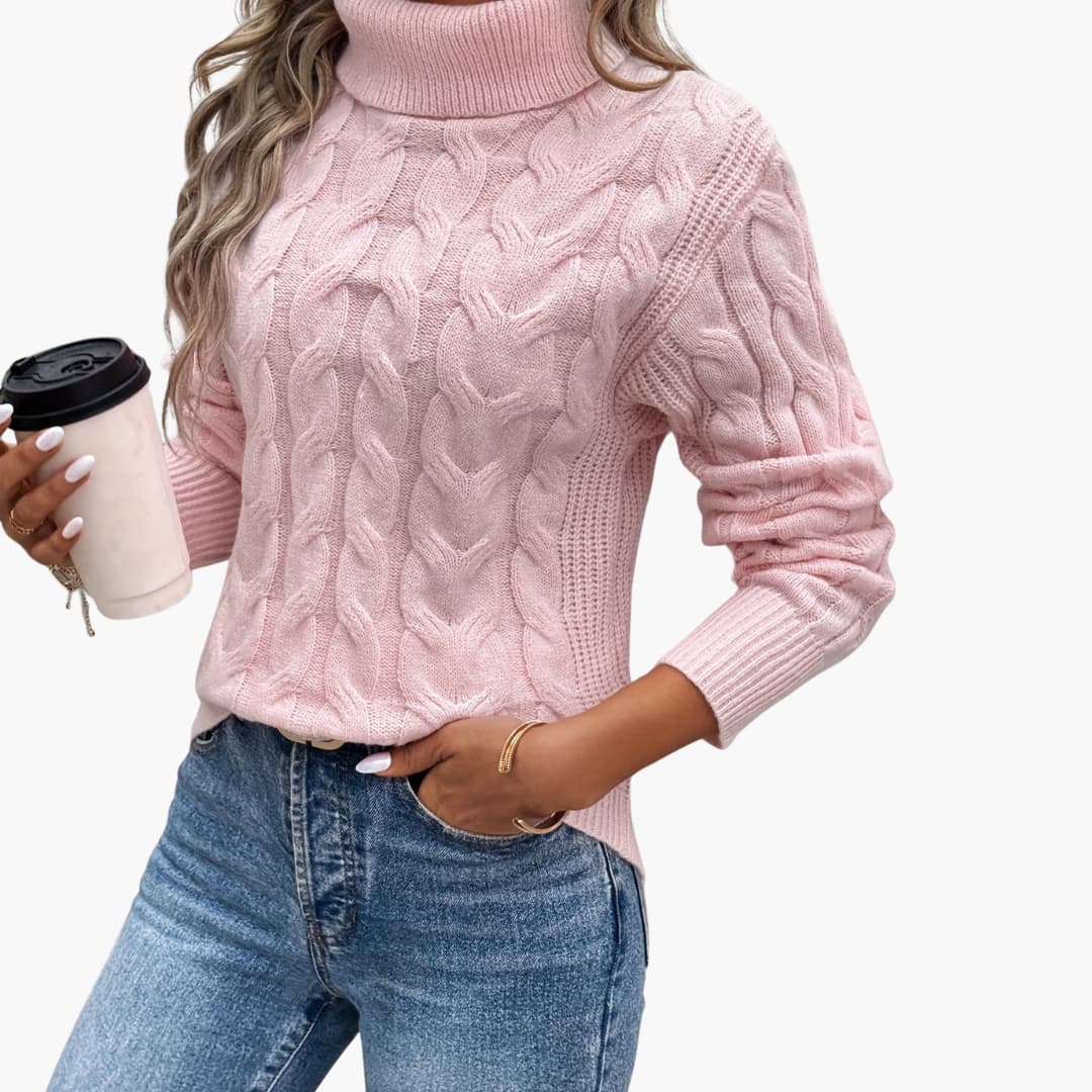 Women's Cable Knit Turtleneck Sweater - Cozy & Stylish Fall Sweater for Women 0
