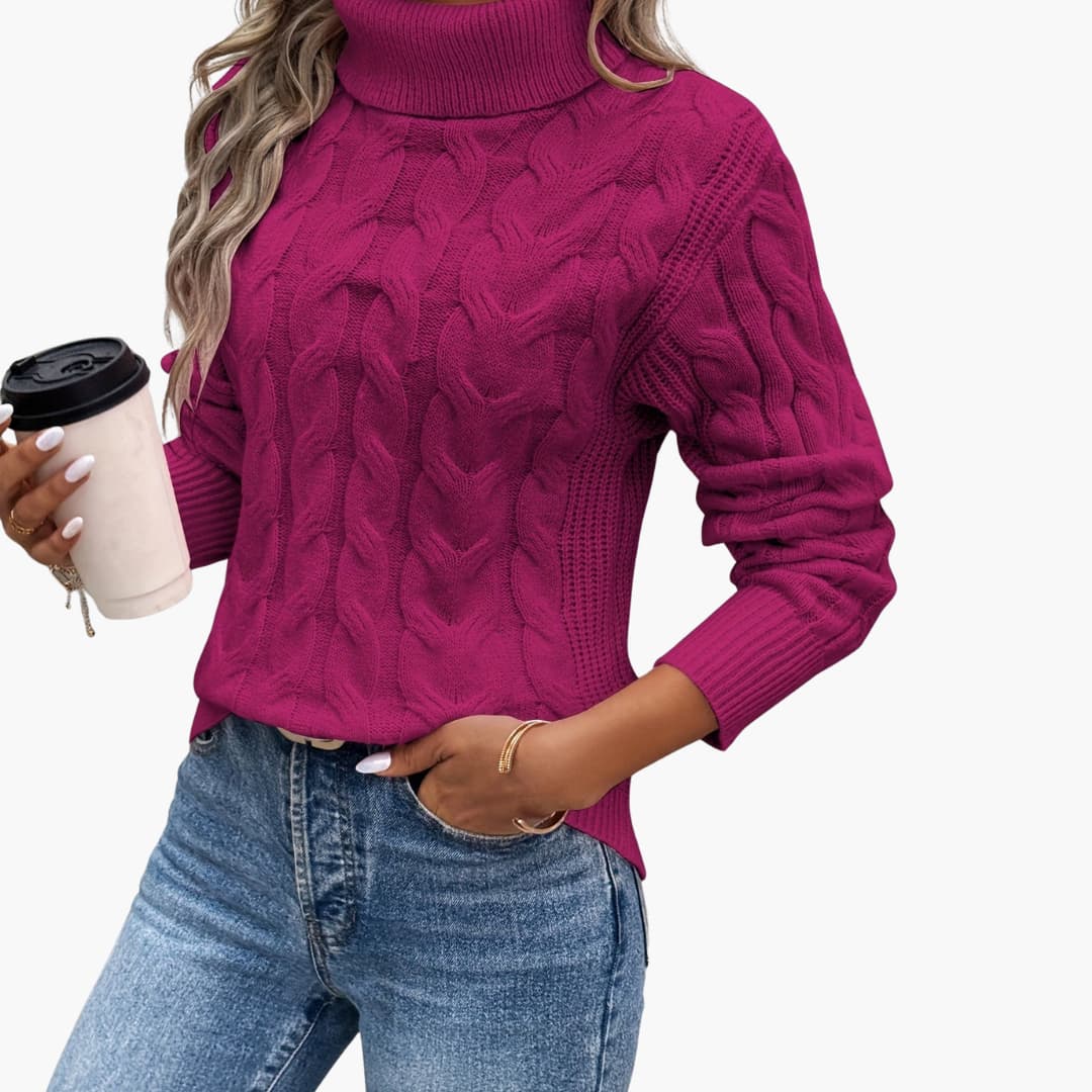 Women's Cable Knit Turtleneck Sweater - Cozy & Stylish Fall Sweater for Women 6