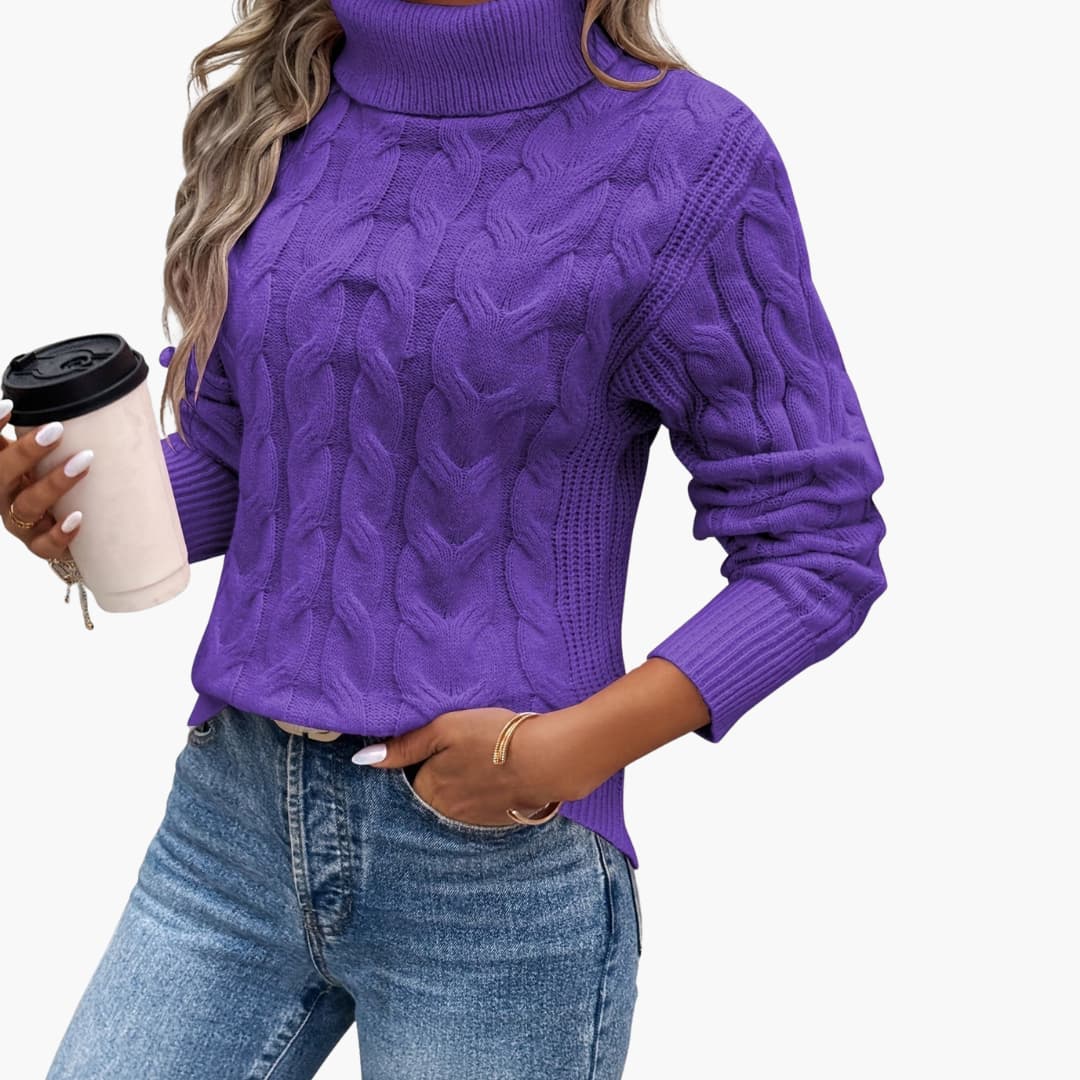 Women's Cable Knit Turtleneck Sweater - Cozy & Stylish Fall Sweater for Women 8
