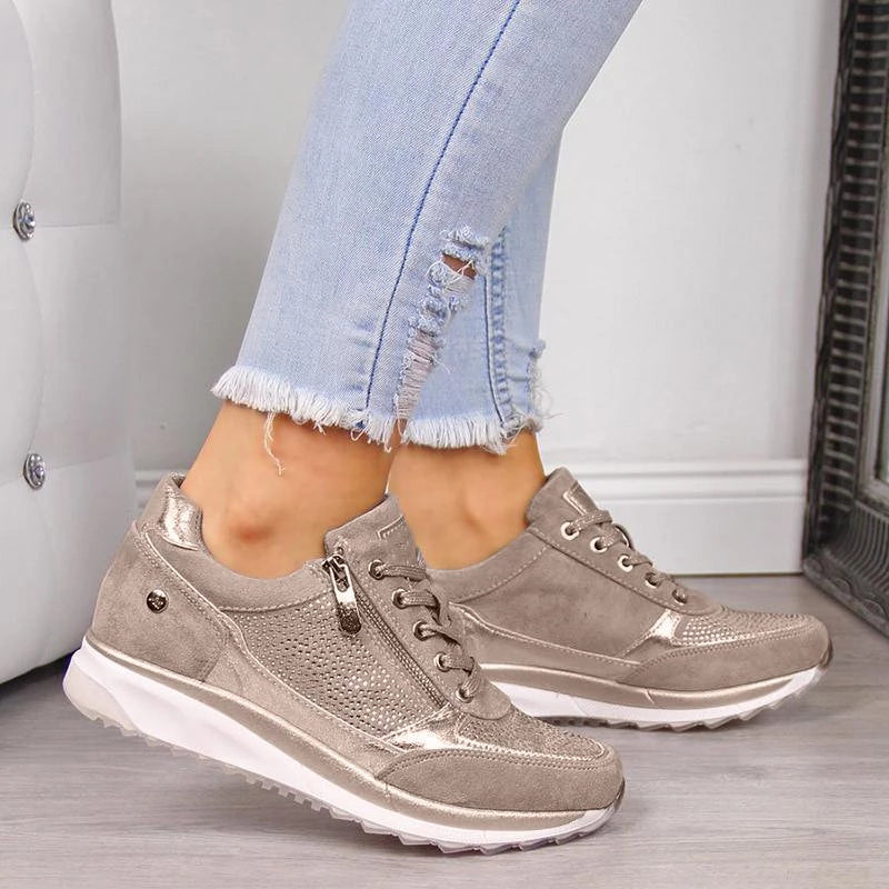 Women's Casual Lace-Up Sneakers Comfortable Soft Fabric 1