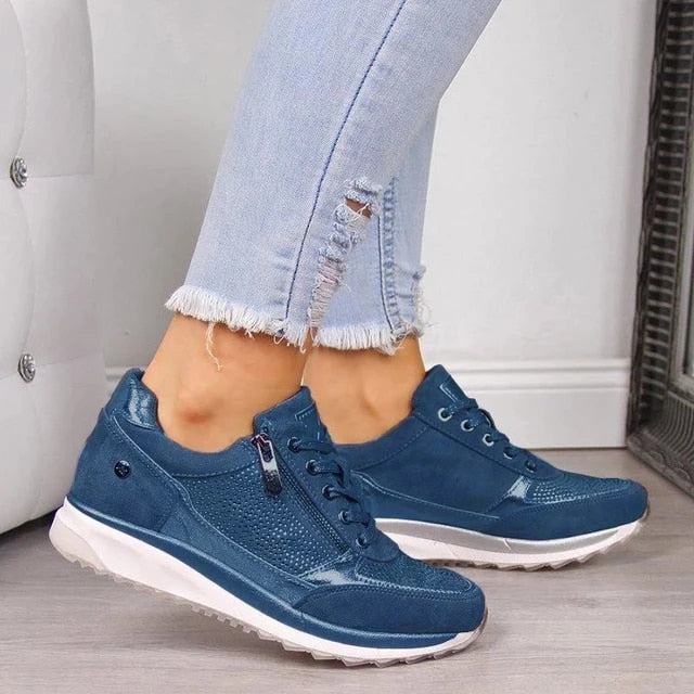 Women's Casual Lace-Up Sneakers Comfortable Soft Fabric 2