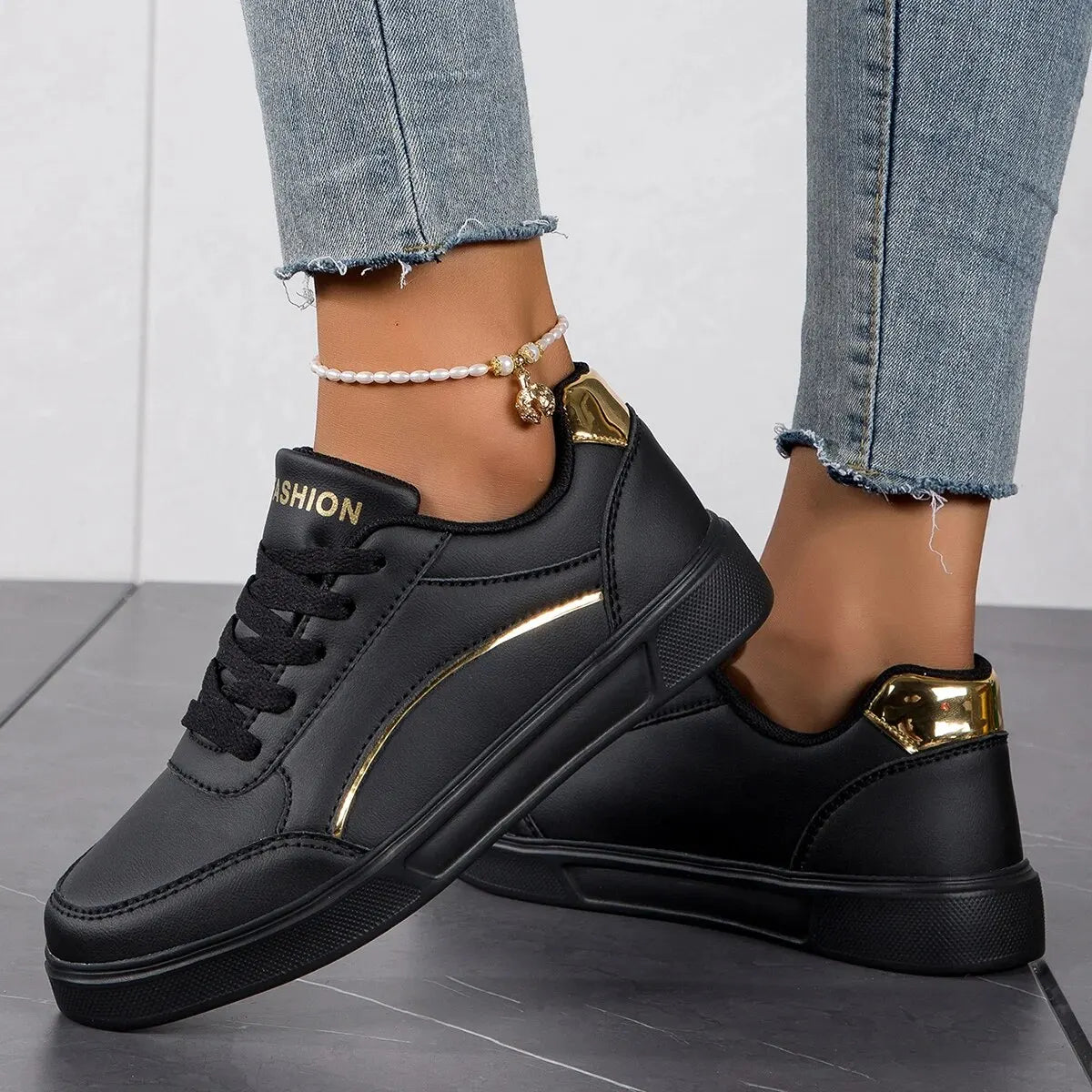 Women's Casual Platform Sneakers Comfortable Faux Leather 4