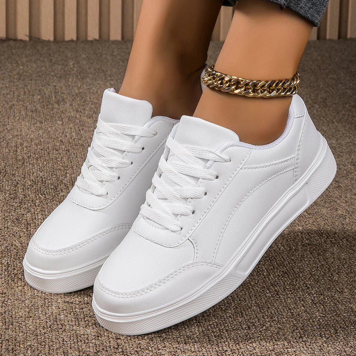 Women's Casual Platform Sneakers Comfortable Faux Leather 5