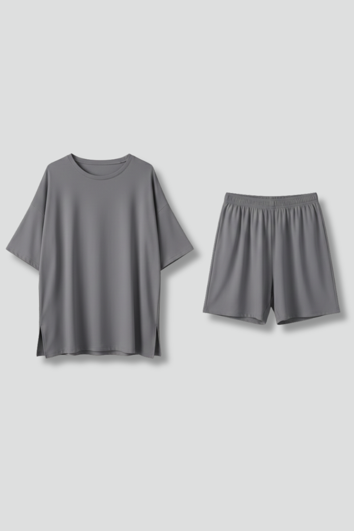 Women’s Casual Two-Piece Set with Crew Neck Top and Loose Shorts for Summer 1