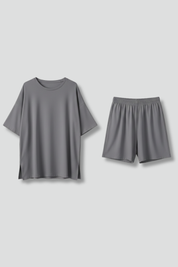 Women’s Casual Two-Piece Set with Crew Neck Top and Loose Shorts for Summer 1