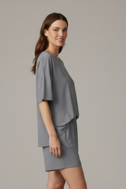 Women’s Casual Two-Piece Set with Crew Neck Top and Loose Shorts for Summer 3