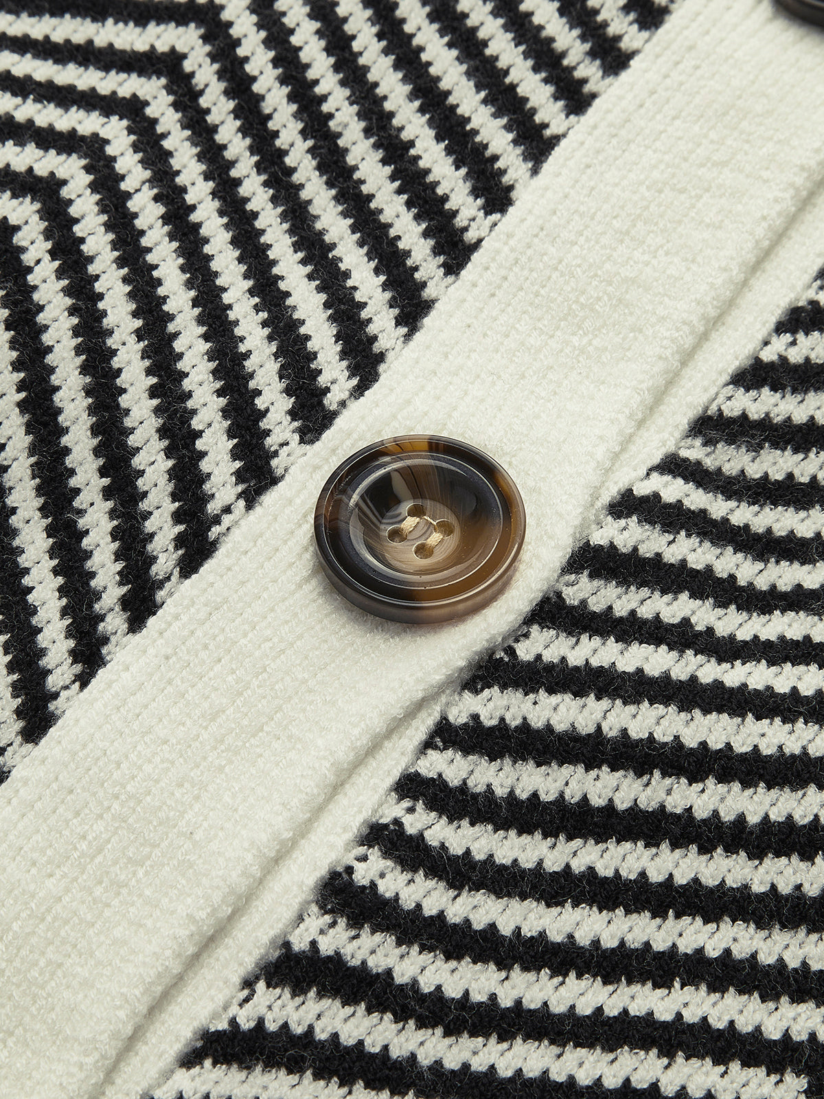 Women's Chevron Stripe Knit Cardigan with V-Neck and Button-Up Closure 5