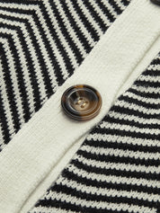Women's Chevron Stripe Knit Cardigan with V-Neck and Button-Up Closure 5