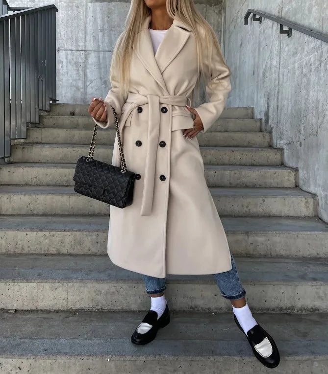 Women's Classic Long Sleeve Trench Coat - Elegant and Versatile Outerwear 1