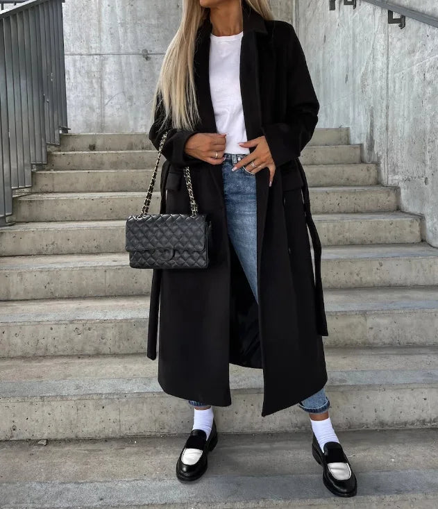 Women's Classic Long Sleeve Trench Coat - Elegant and Versatile Outerwear 3