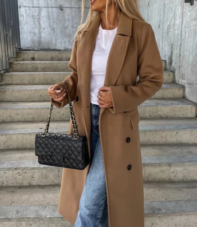 Women's Classic Long Sleeve Trench Coat - Elegant and Versatile Outerwear 4