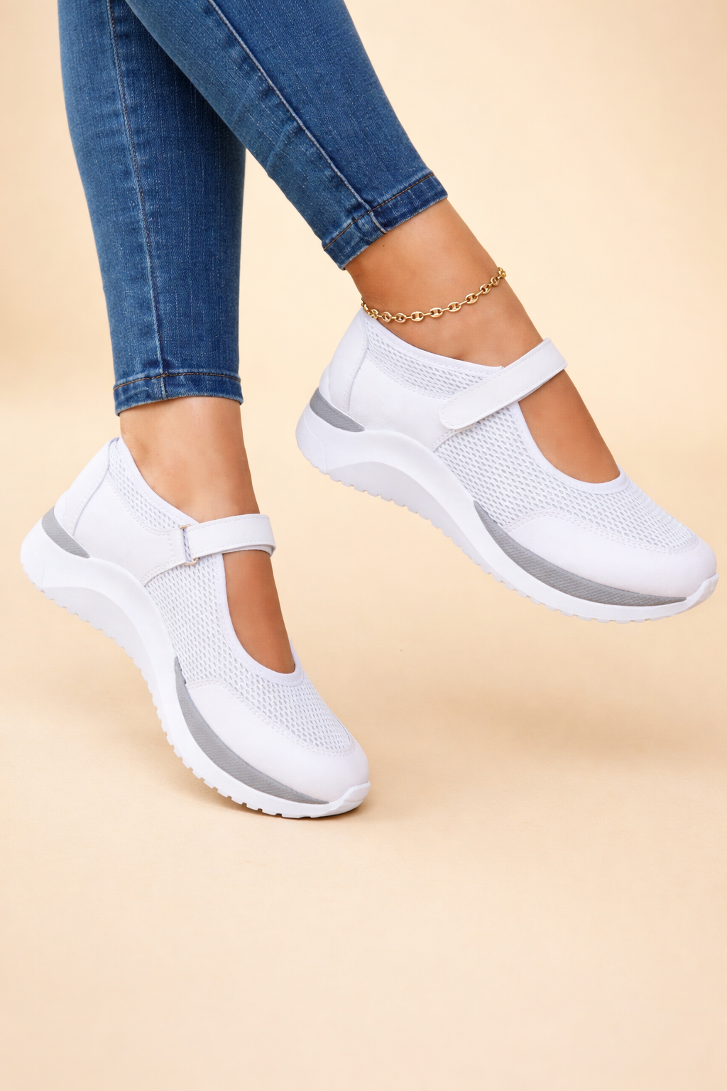Women's Comfortable Mary Jane Sneakers Breathable Mesh Rubber 0