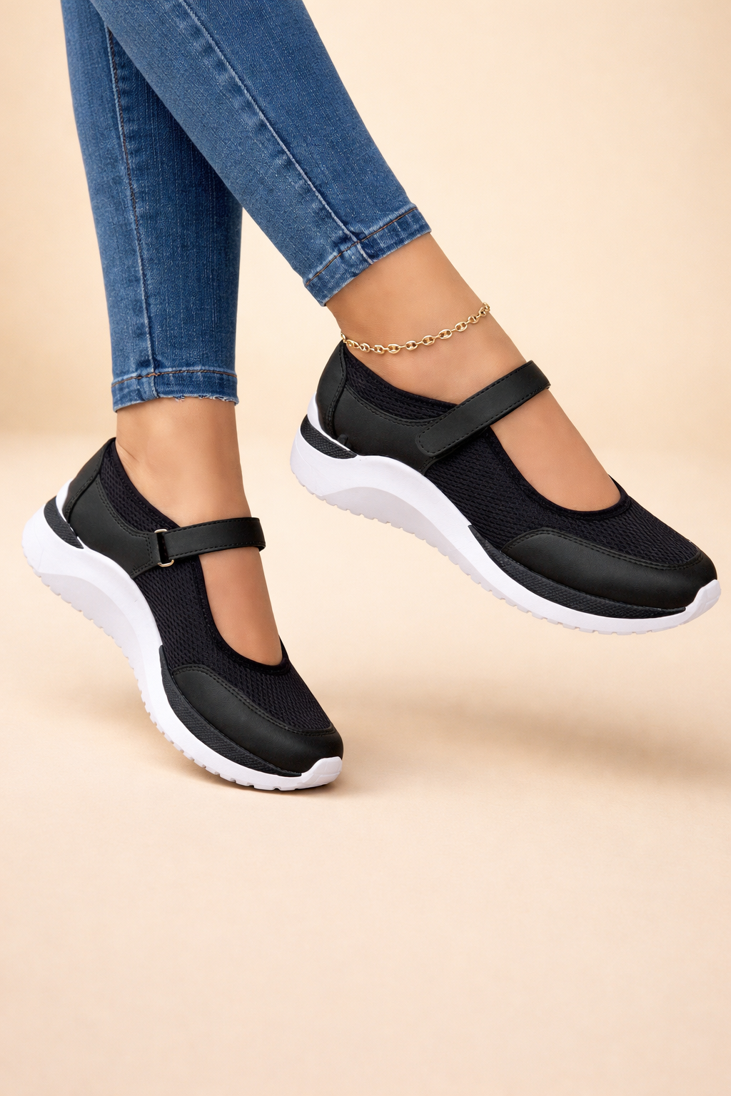 Women's Comfortable Mary Jane Sneakers Breathable Mesh Rubber 1